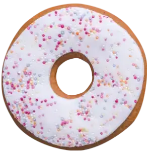 tasty round biscuit with white icing and hundreds and thousands